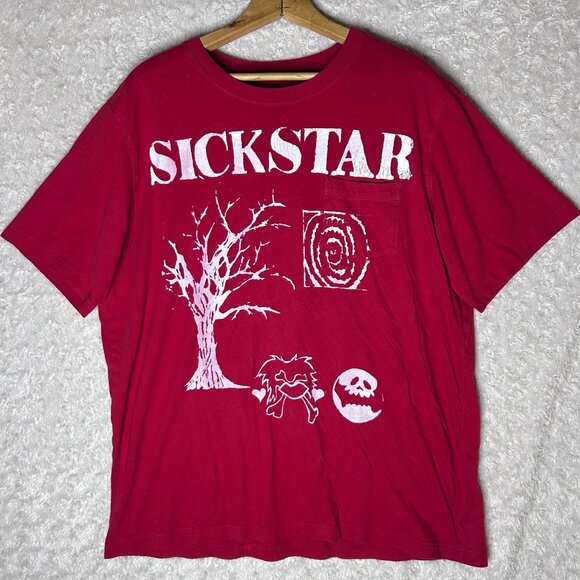 Lands End Sickstar Graphic T-Shirt Pocket Tee Red L/T 42-44 - Picture 1 of 5